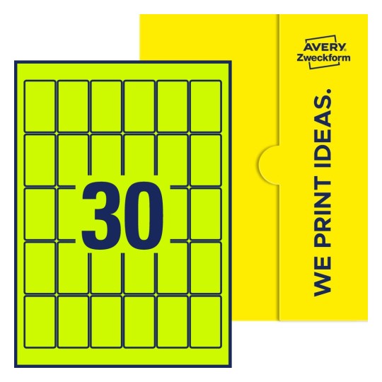 30 stk. etiketter per ark - Firkantede etiketter, 30 x 50 mm
