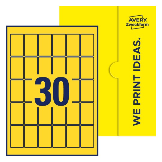 30 stk. etiketter per ark - Firkantede etiketter, 30 x 50 mm