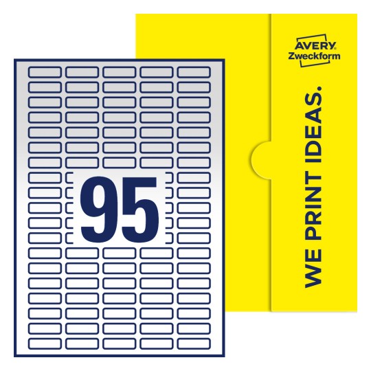 95stk. etiketter per ark - Firkantede etiketter, 32 x 10 mm