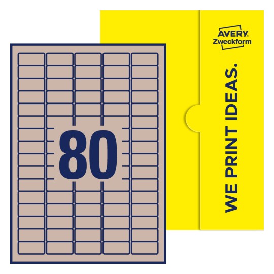 80 stk. etiketter per ark - Firkantede etiketter, 35,6 x 16,9 mm