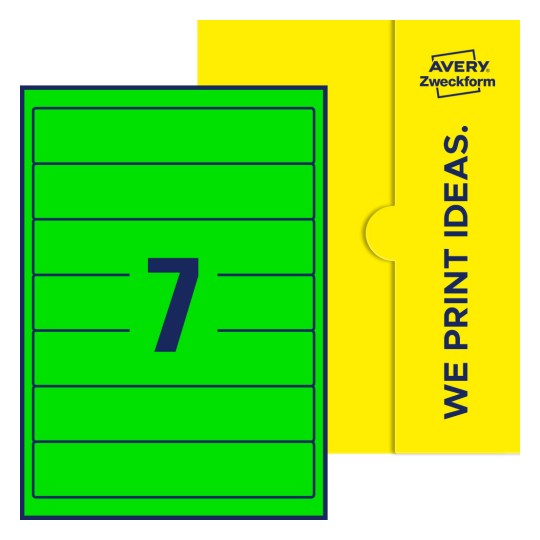 7 stk. etiketter per ark - Firkantede etiketter, 38 x 192 mm