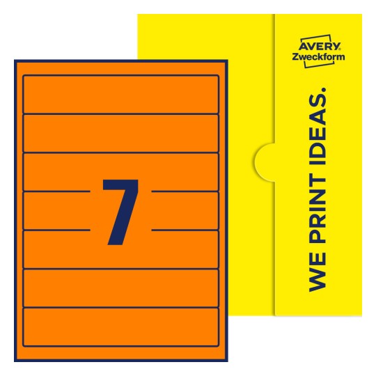7 stk. etiketter per ark - Firkantede etiketter, 38 x 192 mm