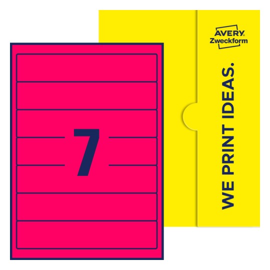 7 stk. etiketter per ark - Firkantede etiketter, 38 x 192 mm