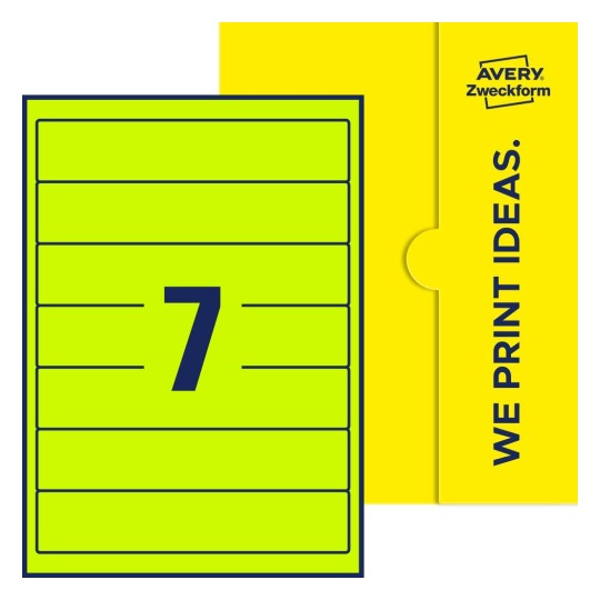 7 stk. etiketter per ark - Firkantede etiketter, 38 x 192 mm