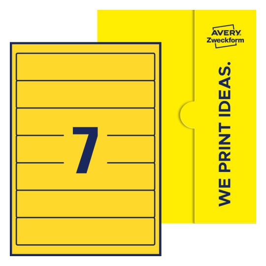 7 stk. etiketter per ark - Firkantede etiketter, 38 x 192 mm