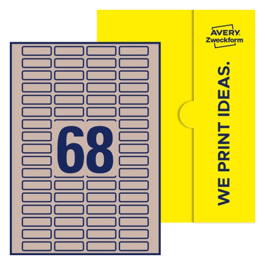 68 stk. etiketter per ark - Firkantede etiketter, 40 x 12 mm