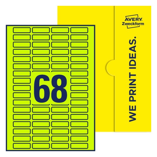 68 stk. etiketter per ark - Firkantede etiketter, 40 x 12 mm