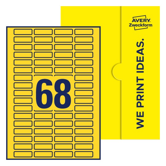 68 stk. etiketter per ark - Firkantede etiketter, 40 x 12 mm