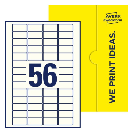 56 stk. etiketter per ark - Firkantede etiketter, 40 x 20 mm