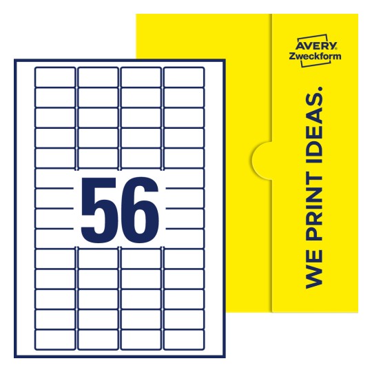 56 stk. etiketter per ark - Firkantede etiketter, 40 x 20 mm