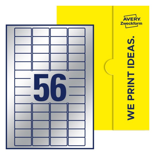 56 stk. etiketter per ark - Firkantede etiketter, 40 x 20 mm