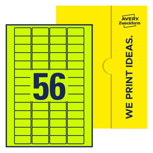56 stk. etiketter per ark - Firkantede etiketter, 40 x 20 mm