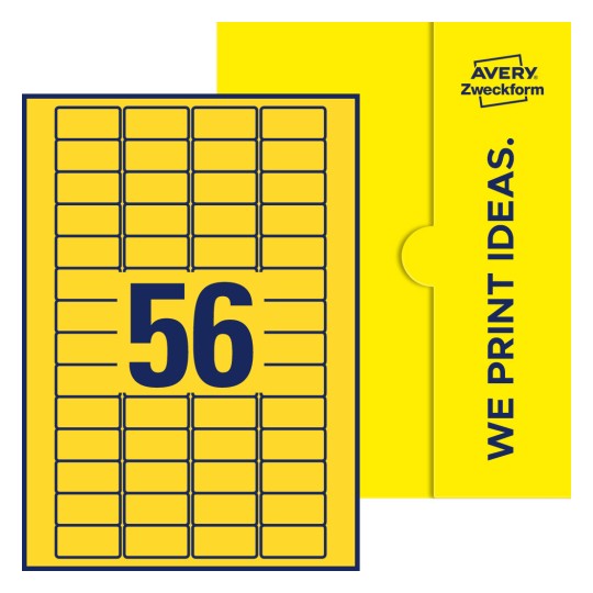 56 stk. etiketter per ark - Firkantede etiketter, 40 x 20 mm