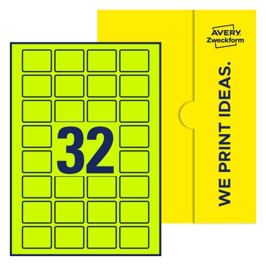 32 stk. etiketter per ark - Firkantede etiketter, 40 x 30 mm
