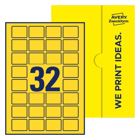 32 stk. etiketter per ark - Firkantede etiketter, 40 x 30 mm