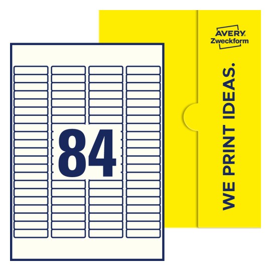 84 stk. etiketter per ark - Firkantede etiketter, 46 x 11,1 mm