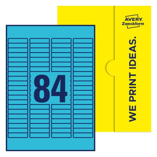84 stk. etiketter per ark - Firkantede etiketter, 46 x 11,1 mm