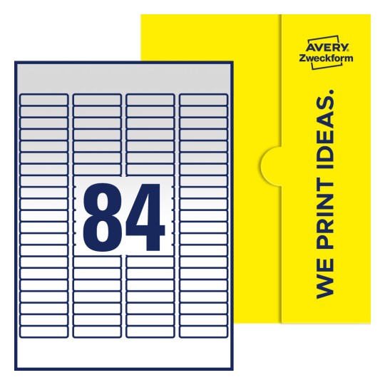 84 stk. etiketter per ark - Firkantede etiketter, 46 x 11,1 mm