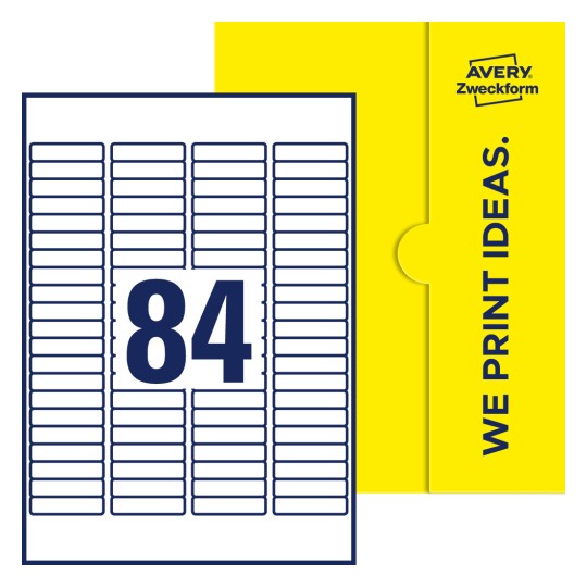84 stk. etiketter per ark - Firkantede etiketter, 46 x 11,1 mm