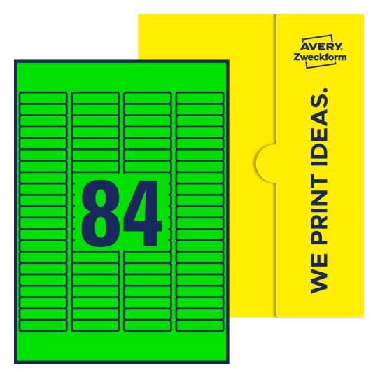 84 stk. etiketter per ark - Firkantede etiketter, 46 x 11,1 mm