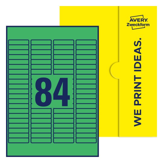84 stk. etiketter per ark - Firkantede etiketter, 46 x 11,1 mm