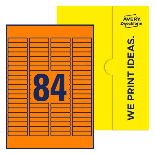 84 stk. etiketter per ark - Firkantede etiketter, 46 x 11,1 mm