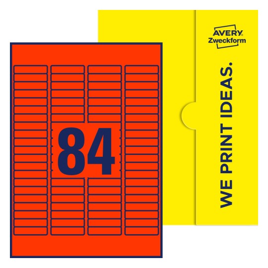 84 stk. etiketter per ark - Firkantede etiketter, 46 x 11,1 mm