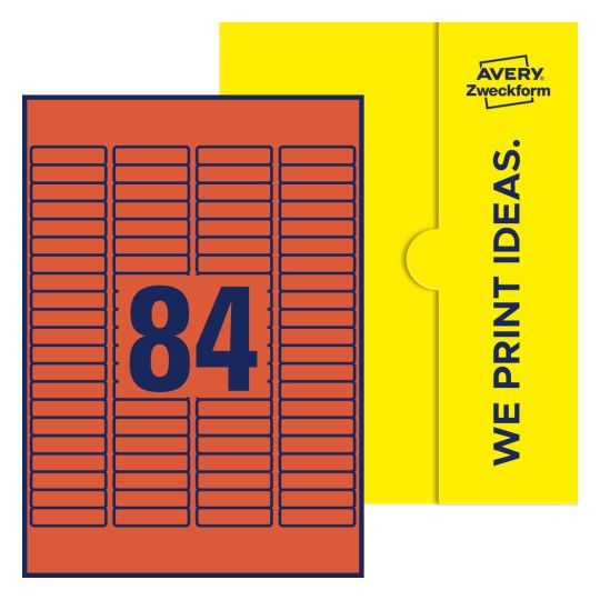 84 stk. etiketter per ark - Firkantede etiketter, 46 x 11,1 mm