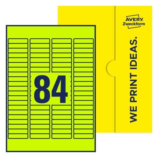 84 stk. etiketter per ark - Firkantede etiketter, 46 x 11,1 mm