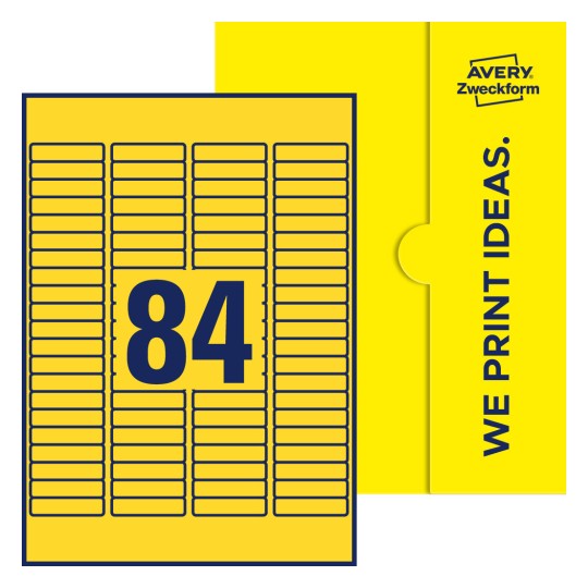 84 stk. etiketter per ark - Firkantede etiketter, 46 x 11,1 mm