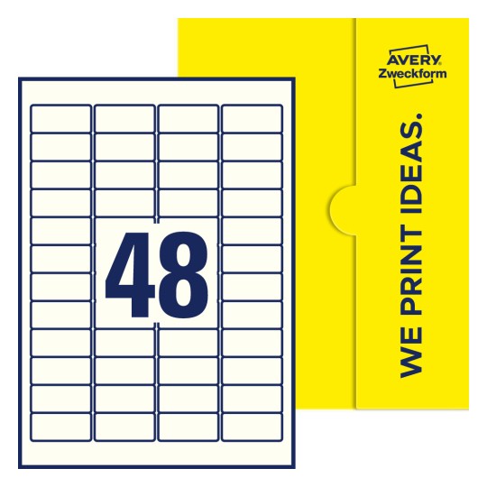 48 stk. etiketter per ark - Firkantede etiketter, 45,7 x 21,2 mm