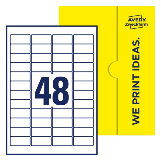 48 stk. etiketter per ark - Firkantede etiketter, 45,7 x 21,2 mm