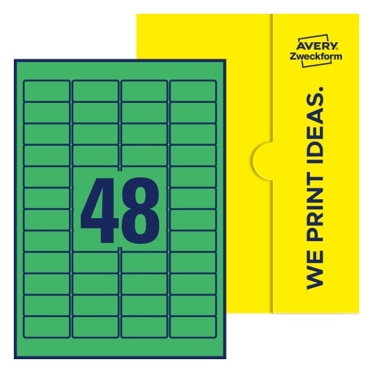48 stk. etiketter per ark - Firkantede etiketter, 45,7 x 21,2 mm