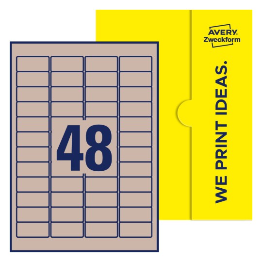 48 stk. etiketter per ark - Firkantede etiketter, 45,7 x 21,2 mm
