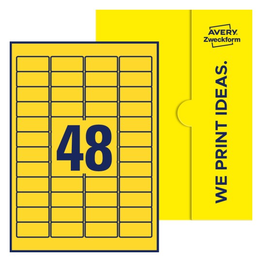 48 stk. etiketter per ark - Firkantede etiketter, 45,7 x 21,2 mm