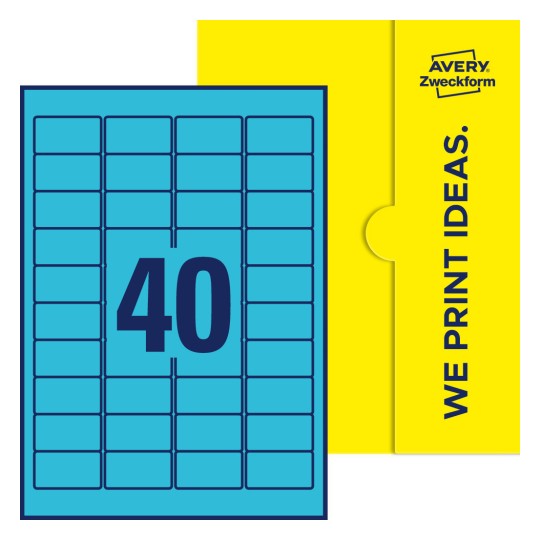 40 stk. etiketter per ark - Firkantede etiketter, 45,7 x 25,4 mm