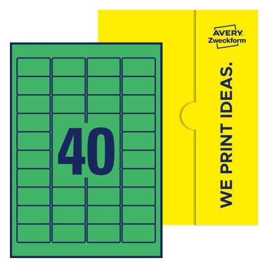 40 stk. etiketter per ark - Firkantede etiketter, 45,7 x 25,4 mm