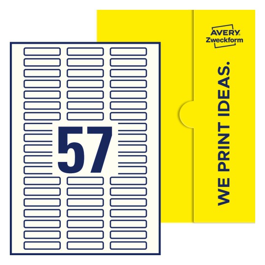 57 stk. etiketter per ark - Firkantede etiketter, 50 x 10 mm