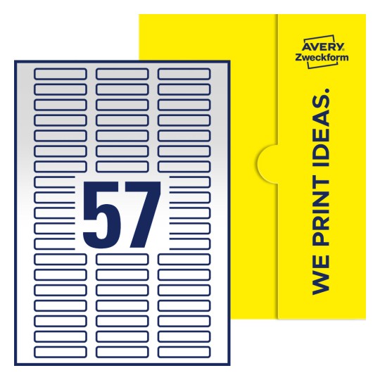 57 stk. etiketter per ark - Firkantede etiketter, 50 x 10 mm