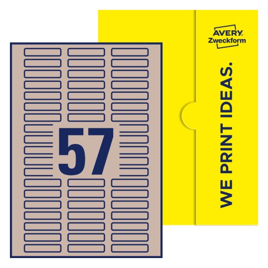 57 stk. etiketter per ark - Firkantede etiketter, 50 x 10 mm