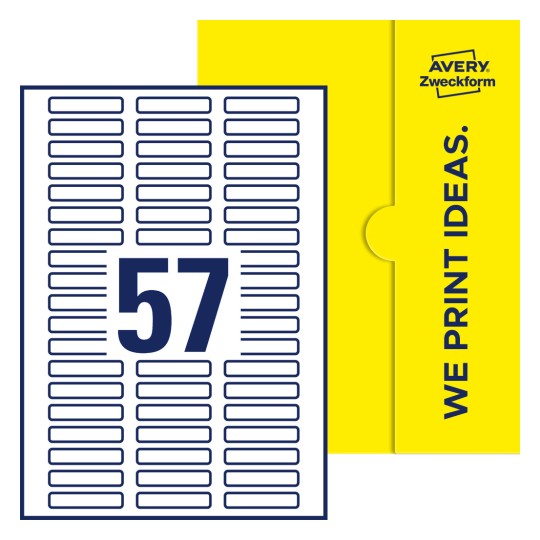 57 stk. etiketter per ark - Firkantede etiketter, 50 x 10 mm