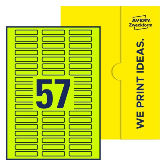 57 stk. etiketter per ark - Firkantede etiketter, 50 x 10 mm
