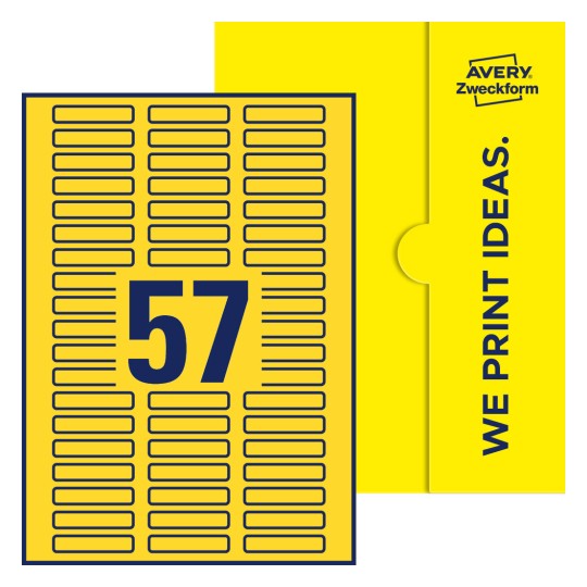 57 stk. etiketter per ark - Firkantede etiketter, 50 x 10 mm