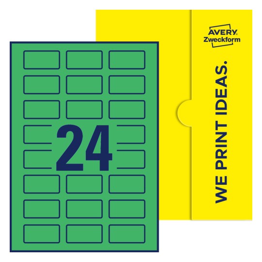 24 stk. etiketter per ark - Firkantede etiketter, 50 x 25 mm