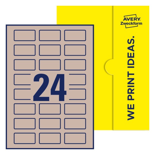 24 stk. etiketter per ark - Firkantede etiketter, 50 x 25 mm