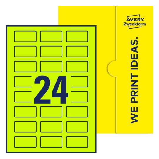 24 stk. etiketter per ark - Firkantede etiketter, 50 x 25 mm