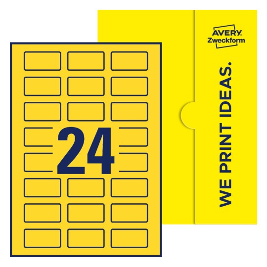 24 stk. etiketter per ark - Firkantede etiketter, 50 x 25 mm