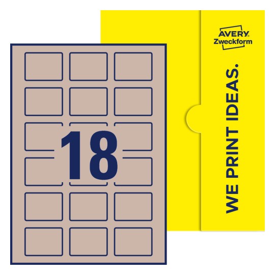 18 stk. etiketter per ark - Firkantede etiketter, 50 x 37 mm