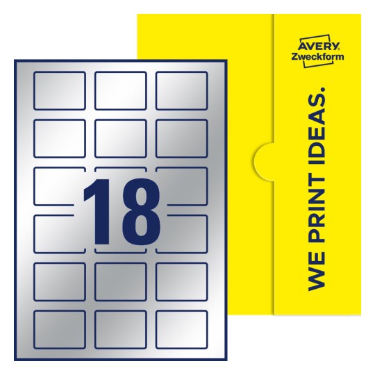 18 stk. etiketter per ark - Firkantede etiketter, 50 x 37 mm