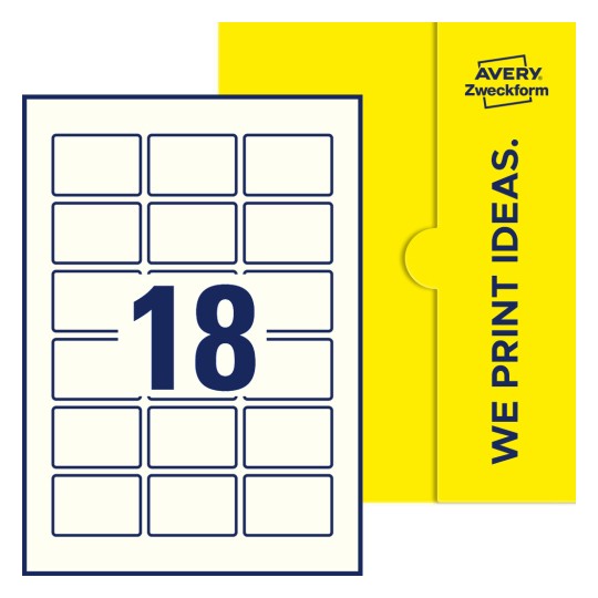 18 stk. etiketter per ark - Firkantede etiketter, 54 x 37 mm